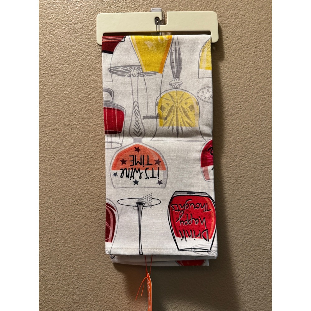 Wrkshppe Wine Time Tea Towel Helen Black Kitchen Dish Towel New with Tags